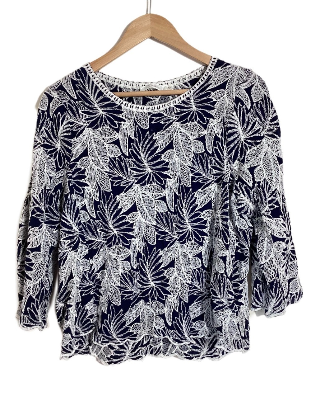 Solitaire Allover Embroidered Beachy Rayon Blouse 1X
